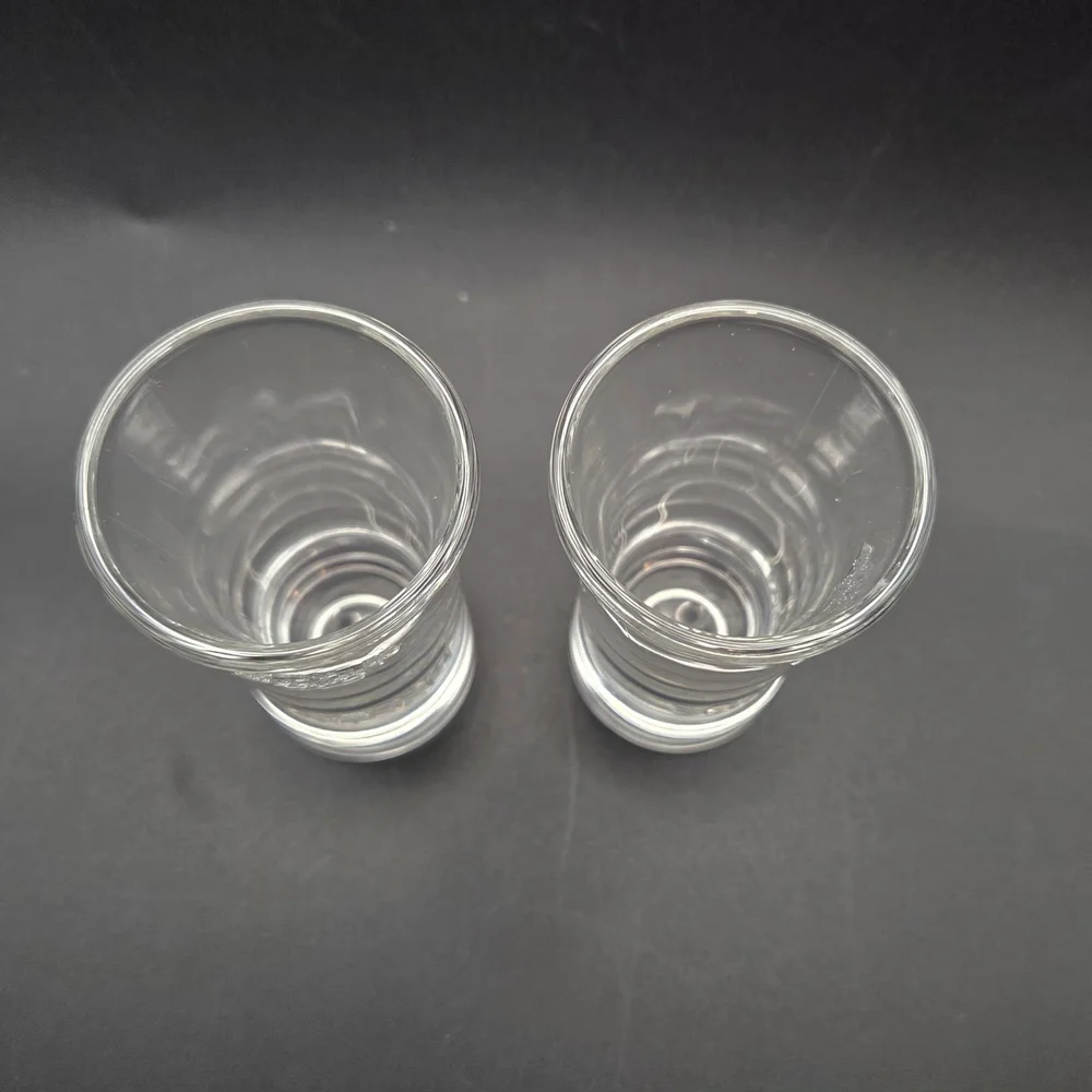 SOBIESKI Polish Vodka Shot Glasses, Set Of 2 Embossed Crown and Logo/Label, NIB